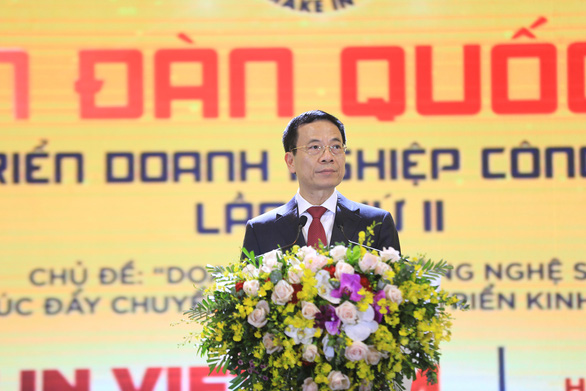 Bộ trưởng Nguyễn Mạnh Hùng khẳng định mục tiêu có 100.000 doanh nghiệp số có thể đạt vào năm 2025, thay vì 2030 như mục tiêu ban đầu - Ảnh: T.HÀ
